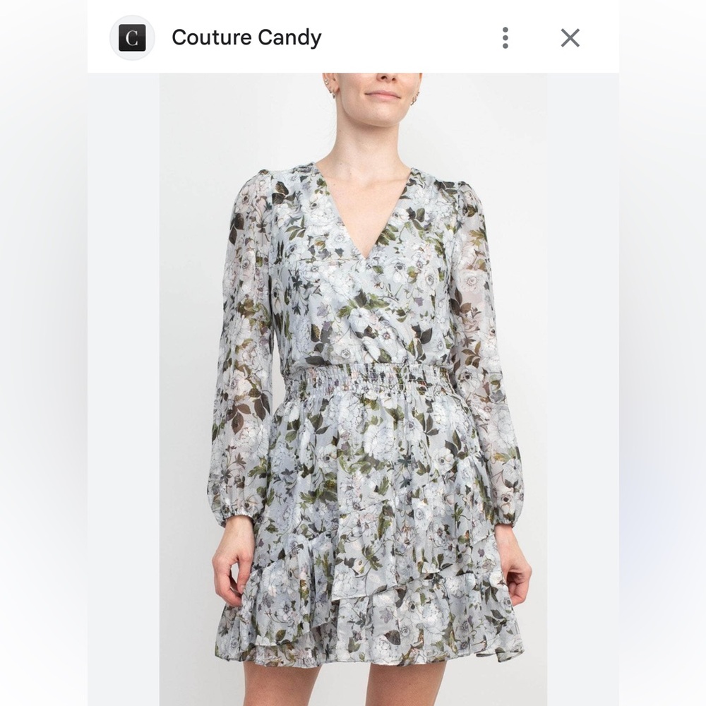 Laundry Floral Print Dress - White and Green NWT Above Knee Sz 8 Pull On